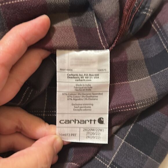 carhartt 2X Rugged Flex Loose Fit Midweight Flannel Long-Sleeve Plaid Shirt - Picture 13 of 15